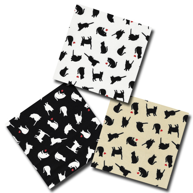 1m単位切り売り オックス プリント シルエット キャット 3色あります 生地 布 布地 猫柄 ねこ柄 ねこ 猫 ネコ ネコ柄 ねこ柄の生地 猫柄生地オックス 猫柄生地 猫柄プリント ハート ハート柄 アニマル柄 アニマル 柄