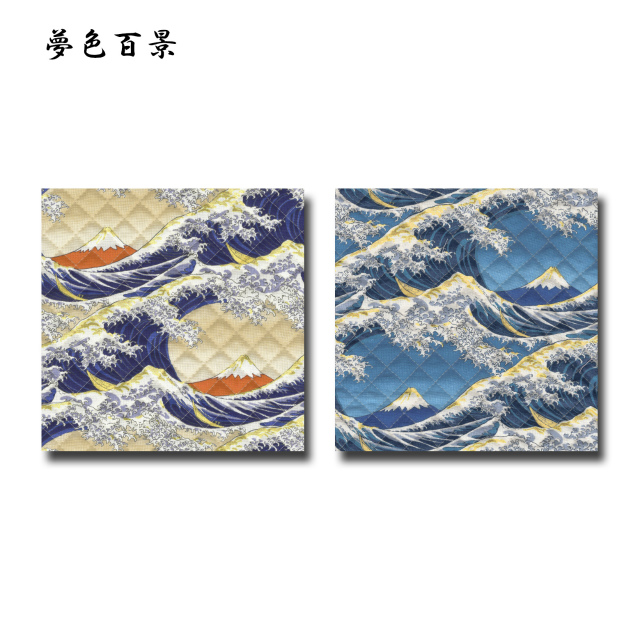 1m単位切り売り キルティング 夢色百景シリーズ 金襴 富嶽三十六景風 小マス目 全針 2色あります 生地 布 布地 和柄 キルト生地 金彩 富士山 富士山柄生地 レトロ コットン 金襴布 シーチング生地 専門店 綿100 コットン 柄 SALE