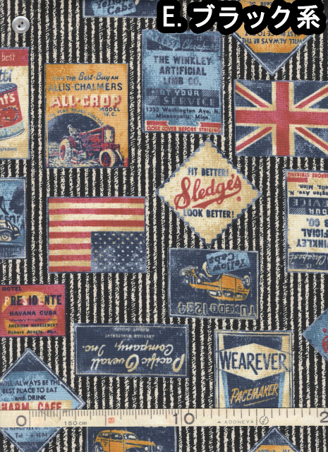 FUWARI・染布 シリーズ 1m単位切り売り オックス プリント デニム調  