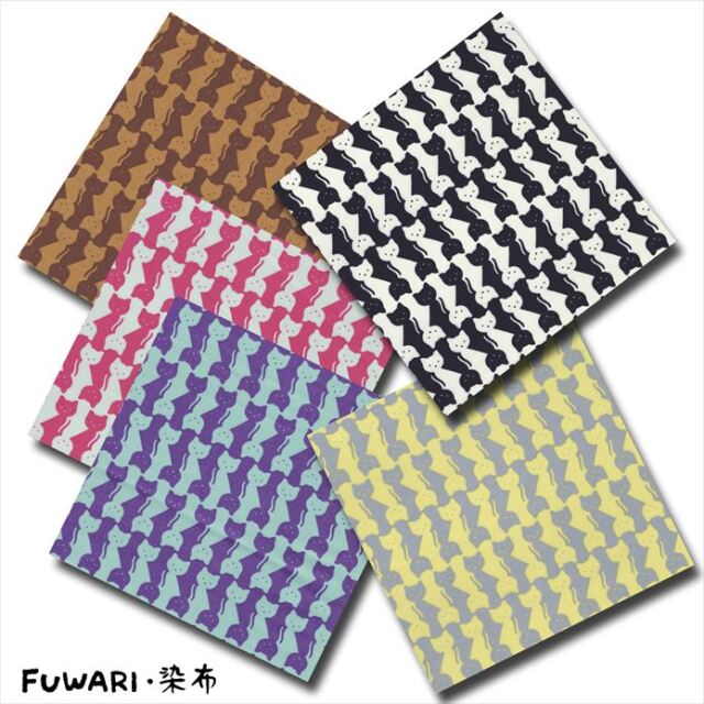 FUWARI・染布 シリーズ 1m単位切り売り オックス プリント おすわり猫 5色あります 生地 布 布地 ねこ柄 猫 猫柄 ボーダー ボーダー柄 動物 動物柄 アニマル アニマル柄 モノトーン 大人柄 かわいい 可愛い 子供 北欧 北欧柄