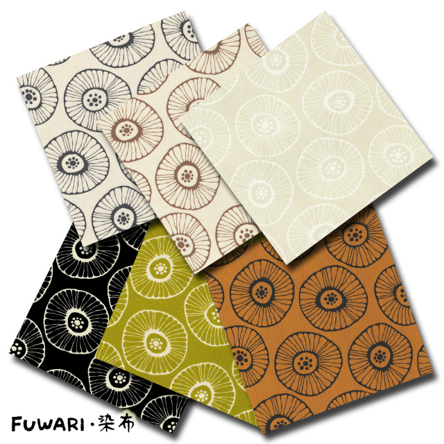 FUWARI・染布 シリーズ 1m単位切り売り オックス プリント Like Flowers 6色あります 生地 布 布地 花 花柄 フラワー 北欧 北欧風 北欧柄 モノトーン コットン レトロ ファブリック かわいい 可愛い オックス生地 セール