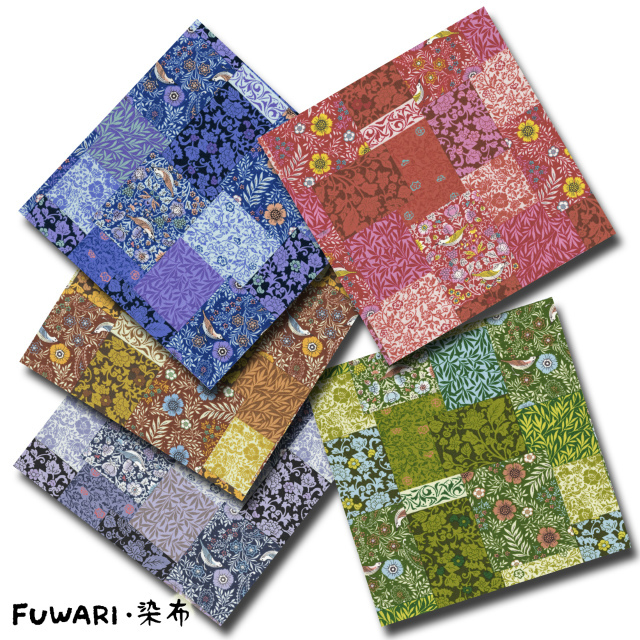 FUWARI・染布 シリーズ 1m単位切り売り オックス プリント パッチワーク 鳥 5色あります 生地 布 布地 とり柄 鳥柄 植物 リーフ柄 植物柄生地 花 花柄 パッチワーク柄 手芸 コットン 100 綿 おしゃれ かわいい オックス生地 セール