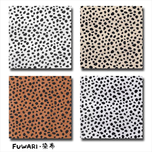 二重ガーゼ ダブルガーゼ FUWARI・染布 シリーズ 1m単位切り売り ダルメシアン 2nd 4色あります 生地 布 布地 ダルメシアン柄 犬 犬柄 モノトーン ダブルガーゼ生地 二重ガーゼ生地 ベビー 赤ちゃん 布地通販 レトロ 動物 動物柄