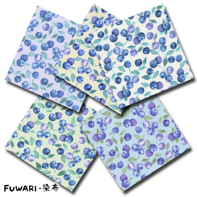 FUWARI・染布 シリーズ 1m単位切り売り オックス プリント アップル