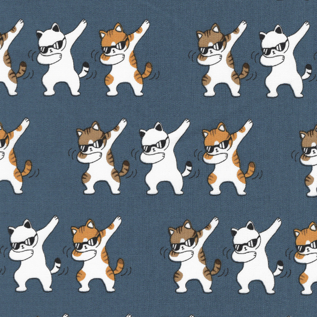 1m単位切り売り オックス プリント 今度はサングラス キャット 生地 布 布地 ねこ 猫 猫柄 ネコ 動物 動物柄 レトロ アニマル 柄 アニマル柄 セール オックス生地 オックスフォード 男の子 女の子 柄