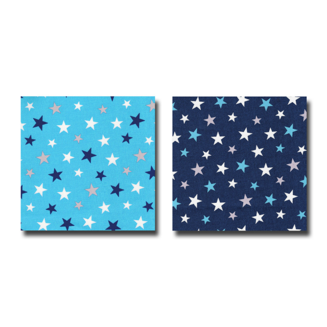 1m単位切り売り ツイル プリント デニム調カラフルSTAR 2色あります