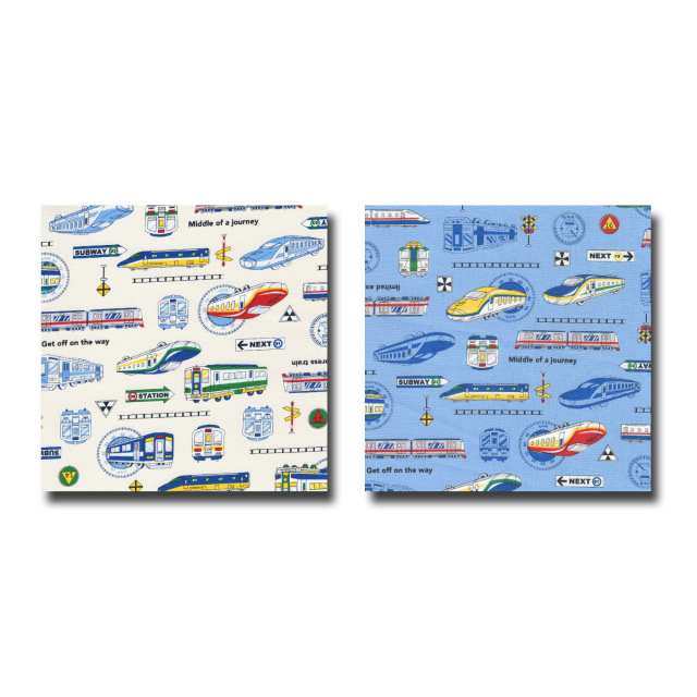 1m単位切り売り オックス プリント 電車 出発進行! 2色あります 生地 布 布地 電車 新幹線 かっこいい おしゃれ かわいい 柄 セール オックスフォード