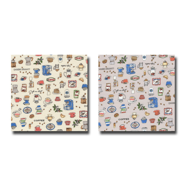 1m単位切り売り オックス プリント coffee shop 喫茶店 2色あります 生地 布 布地 コーヒー コーヒー柄 アンティーク かわいい 可愛い コットン 100 男の子 女の子 セール オックス生地 オックスフォード 生地柄