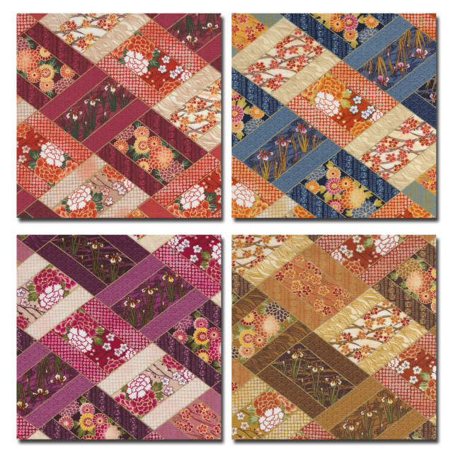 【和柄・和調プリント】金粉菱形文様 4色あります 1m単位で切り売りいたします