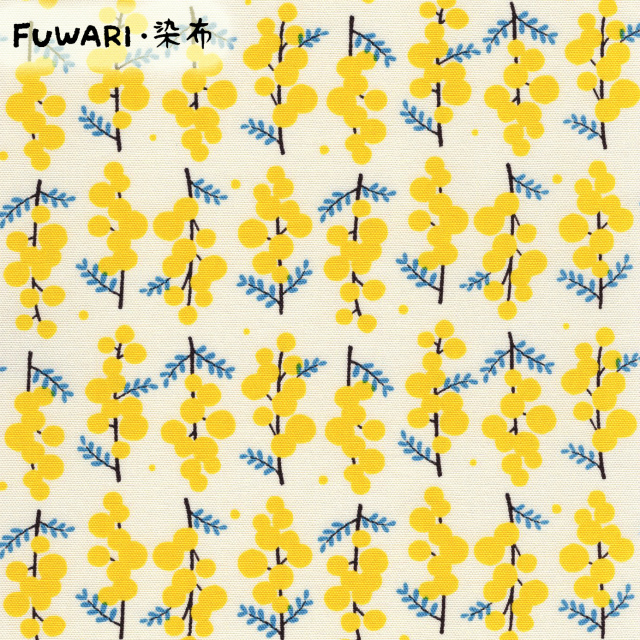 二重ガーゼ ダブルガーゼ FUWARI・染布 シリーズ 1m単位切り売り ミモザ 生地 布 布地 ミモザ柄 ミモザ柄生地 花柄 レトロ カラフル おしゃれ かわいい 北欧 北欧風 柄 赤ちゃん ダブルガーゼ生地 二重ガーゼ生地 生地通販 布地通販