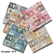 FUWARI・染布 シリーズ 1m単位切り売り オックス プリント パッチワーク調 キャット 5色あります 生地 布 布地 猫 猫柄 ねこ ねこ柄 ネコ ネコ柄 猫柄生地 sale 生地専門 レトロ 動物 動物柄 アニマル アニマル柄 北欧 北欧風