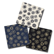 【綿二重ガーゼ・ダブルガーゼ/和柄・和調プリント】KAMON（家紋)(Wガーゼ ヴァージョン) 3色あります 1m単位で切り売りいたします