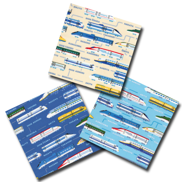 1m単位切り売り オックス プリント 新幹線 3色あります