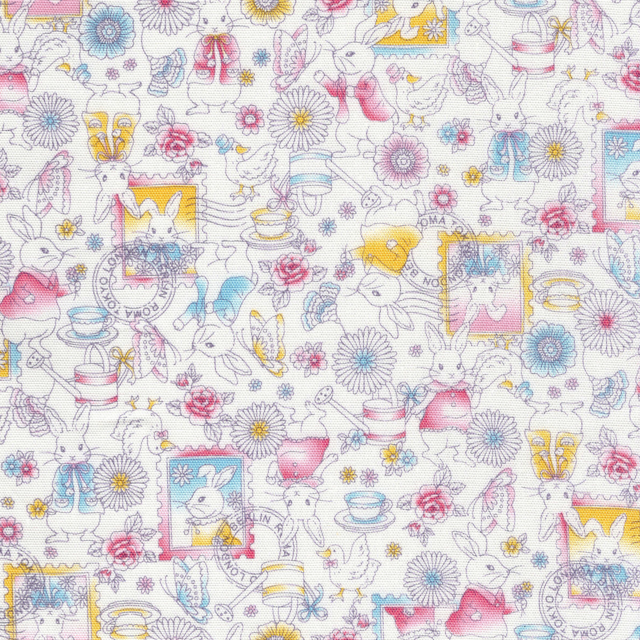 1m単位切り売り オックス プリント うさぎの物語 生地 布 布地 ウサギ柄 うさぎ うさぎ柄生地 ラビット柄生地 柄 レトロ アニマル アニマル柄 動物 動物柄 おしゃれ かわいい オックス生地 女の子 北欧風 セール