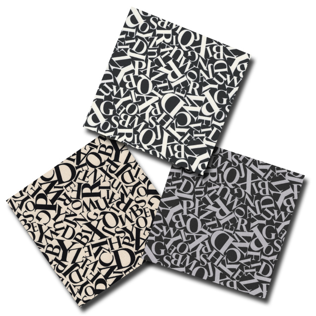 1m単位切り売り オックス プリント モノトーン 英字 3色あります 生地 布 布地 アルファベット おしゃれ 柄 かっこいい かわいい 男の子 女の子 セール オックス生地 オックスフォード