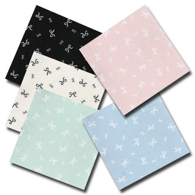 1m単位切り売り スケアー プリント リボン 5色あります 生地 布 布地 リボン柄生地 スケア かわいい