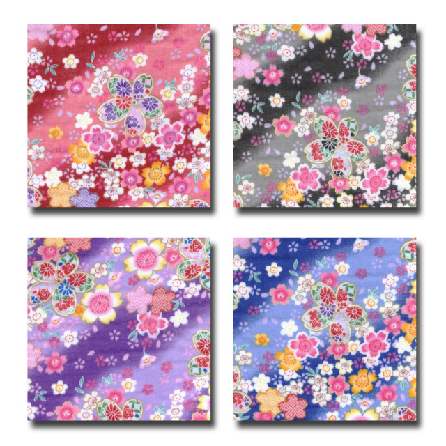 【綿二重ガーゼ・ダブルガーゼ/和柄・和調プリント】金粉桜吹雪(Wガーゼ ヴァージョン) 4色あります 1m単位で切り売りいたします