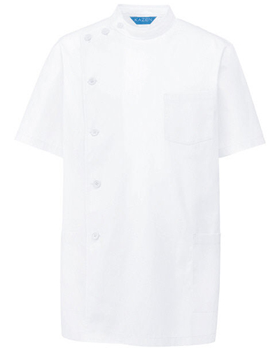 132-30　メディカルジャケット半袖メンズ　ホワイト　ブロード　KAZEN・カゼン