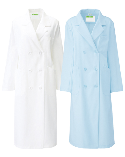 265-90・91　診察衣ダブル型長袖レディス　シーティーワイ　KAZEN・カゼン