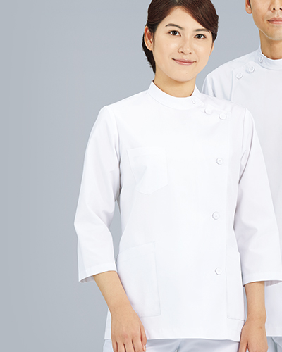 361-70　メディカルジャケット七分袖レディスホワイト　KAZEN・カゼン