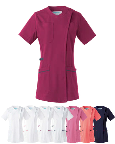 981　KAZEN(カゼン)　レディススクラブジャケット半袖　4D FITT(動体裁断)