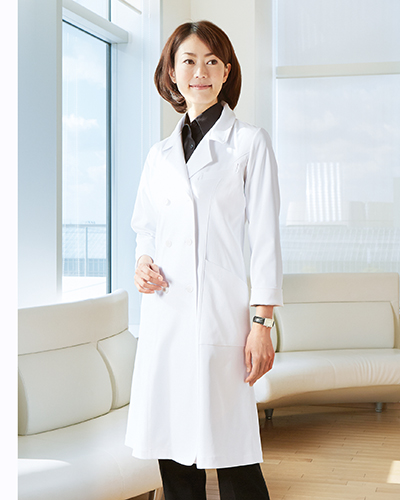 Cm703 レディースコート ロング丈 薬局衣 Wecure ウィキュア 白衣 看護衣 介護服 エステウェア 受付事務服の通販ショップ ナースウェアドットコム