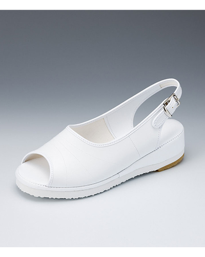 M-8　ナガイレーベン(nagaileben)　ナース合皮レザープラットサンダル　ホワイト