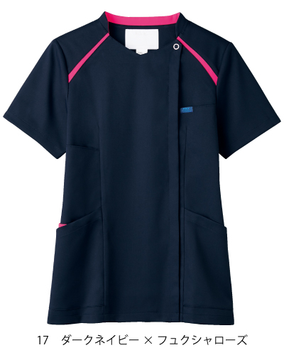 FOLK ZIPスクラブ M-107-10 ネイビー/紫・ピンク FOLK ZIPスクラブ M