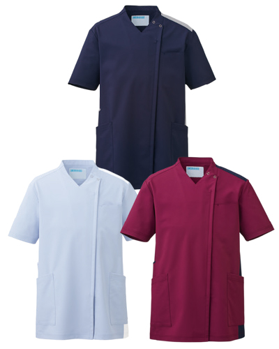 766　男女兼用スクラブジャケット半袖　KAZEN(カゼン)