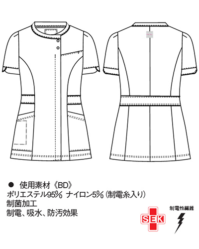 ベティーnurse ES8662 ナガイレーベン 手術着 スクラブ 女性用 半袖 制菌加工