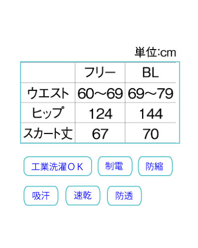 検診用スカートサイズ表