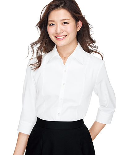申込期間25年08月04日13時まで_フォーク 七分袖ブラウス　ＦＢ７０９７−２　サックス　１３号_取寄商品 FB7097 七分袖ブラウス｜医療用白衣・介護ユニフォーム・事務服