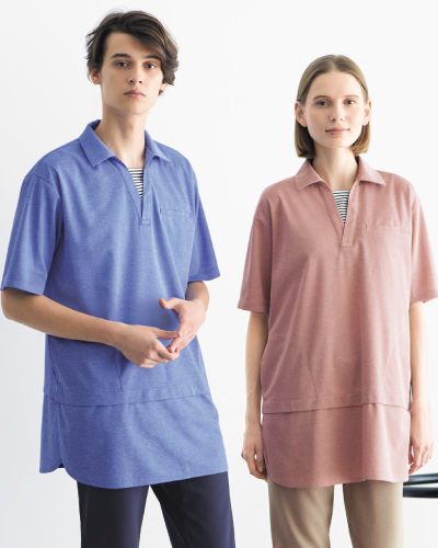 HSP018 ハートグリーン(HEARTGREEN) 半袖ロングポロシャツ 男女兼用