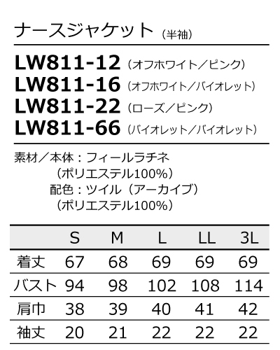 LW811 ナースジャケット （半袖） ローラ アシュレイ