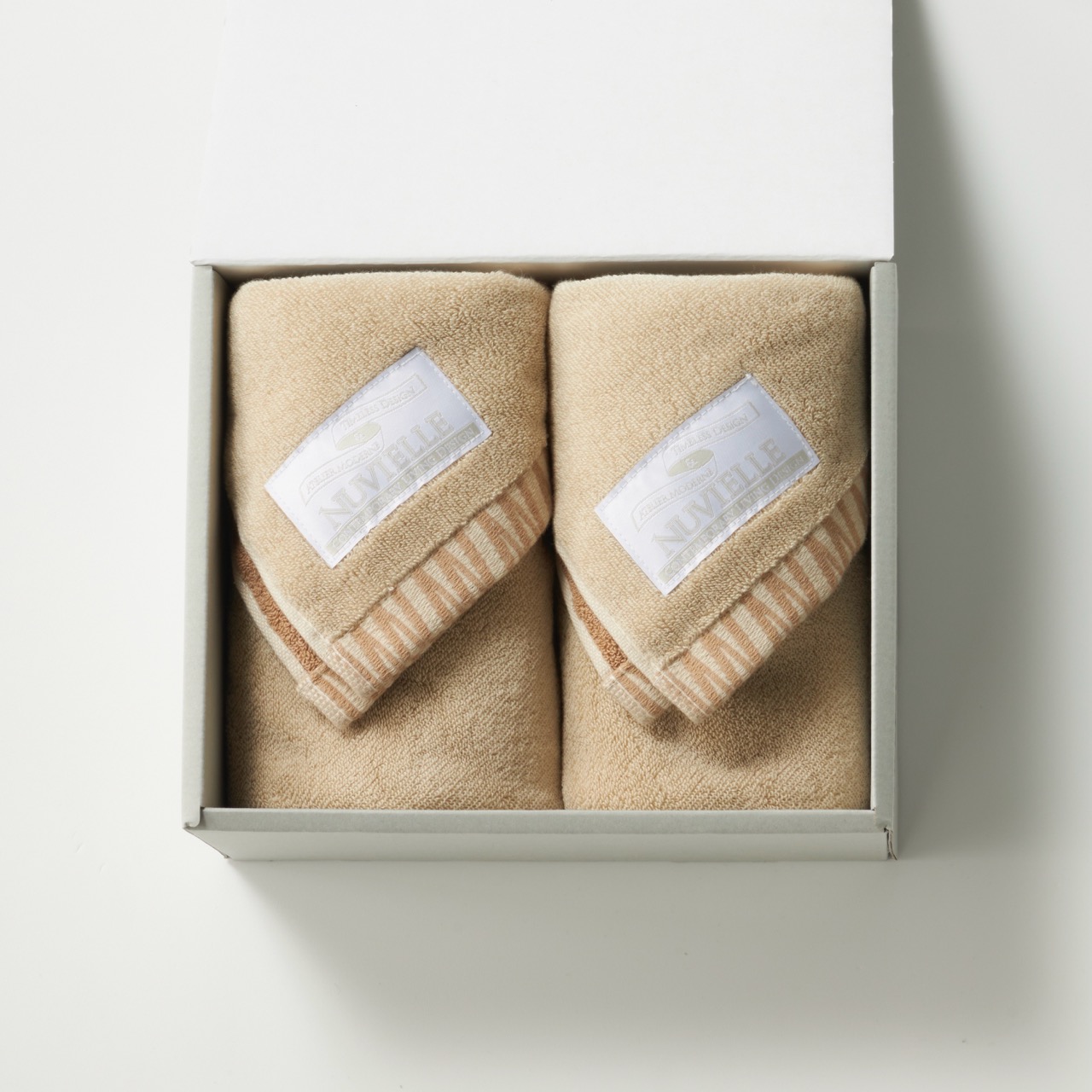 N-LINE フェイスタオル2枚セット [ベージュ]