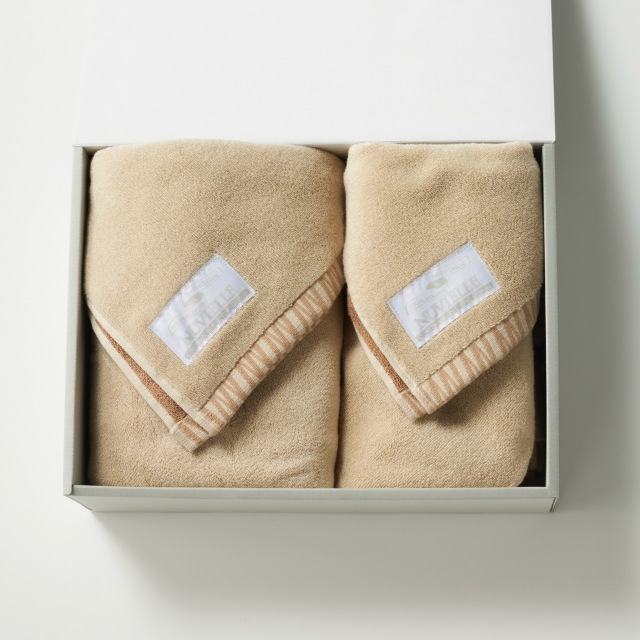 N-LINE バスタオル/フェイスタオル セット [ベージュ]