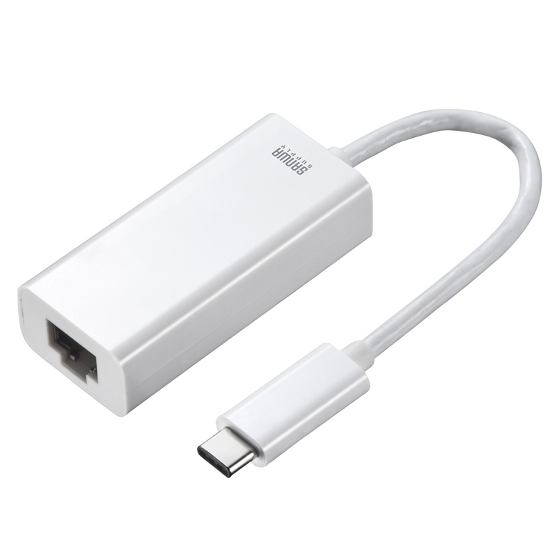 【中古】　サンワサプライ　LAN-ADURCM　Mac用有線LANアダプタ（USB Type-C-LAN変換・Gigabit対応）