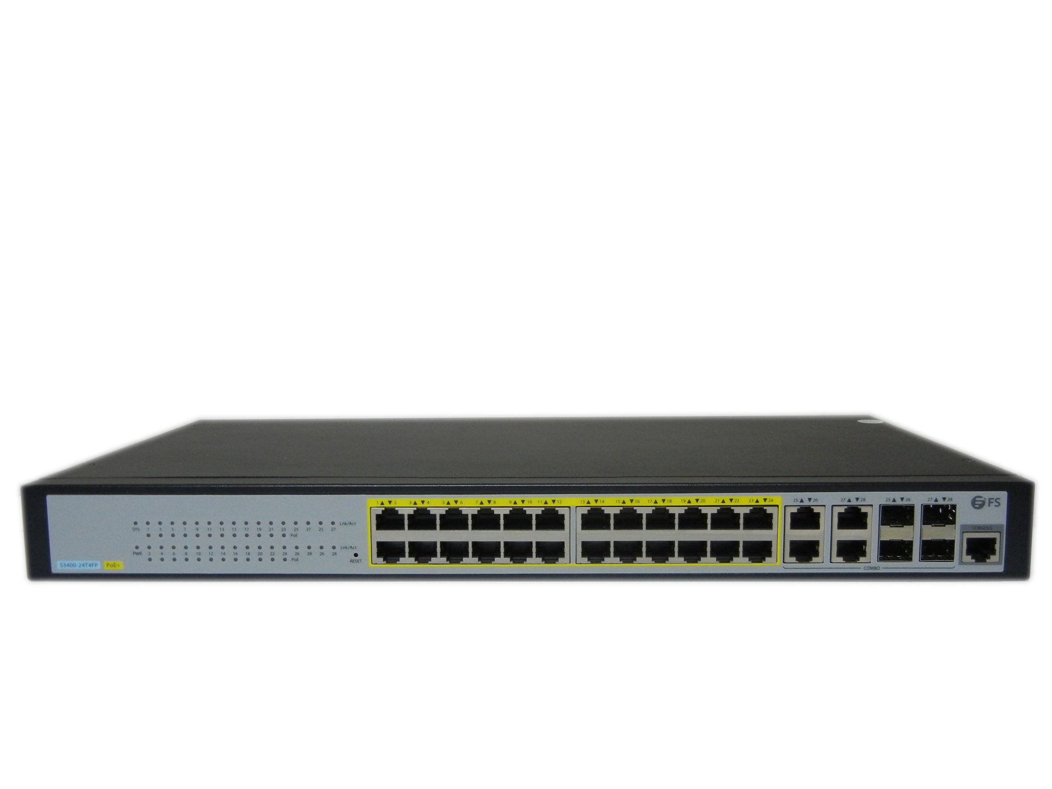 【中古】FS S3400-24T4FP ギガビットイーサネットL2+PoE+スイッチ