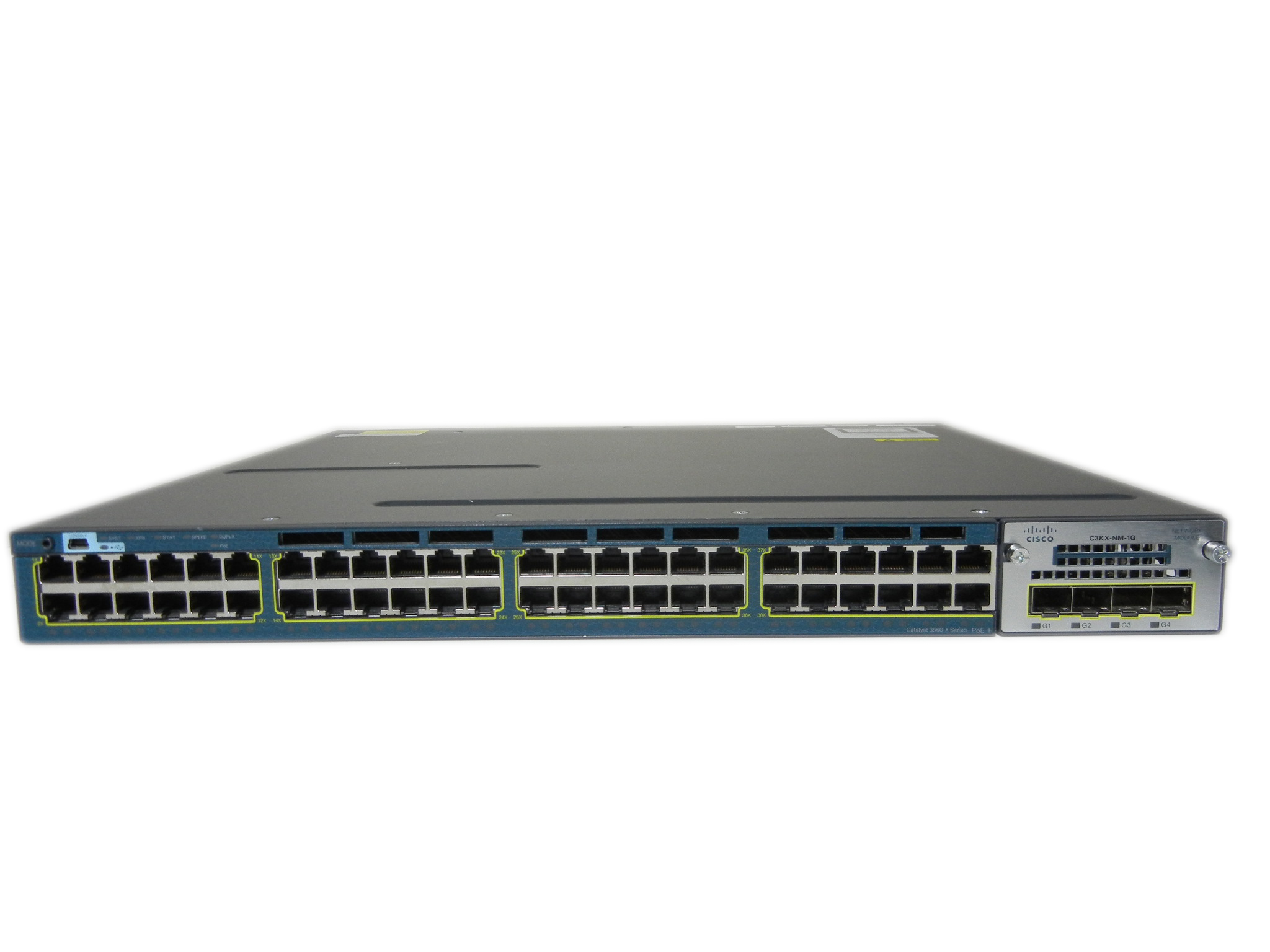 【中古】Cisco Catalyst 3560X-48P-L （WS-C3560X-48P-L）C3KX-NM-1Gモジュール付き