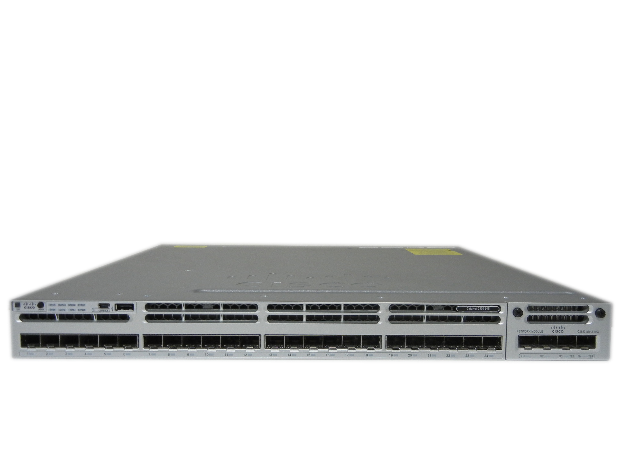 【中古】Cisco Catalyst 3850-24S-S（WS-C3850-24S-S）C3850-NM-2-10Gモジュール付き