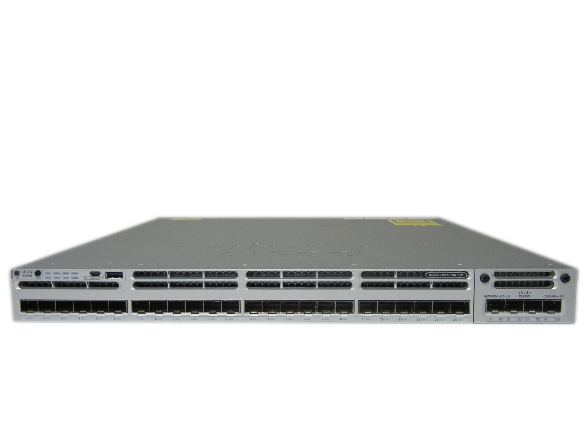 【中古】Cisco Catalyst C3850-24XS-S（WS-C3850-24XS-S）C3850-NM-4-10Gモジュール付き 電源二重仕様