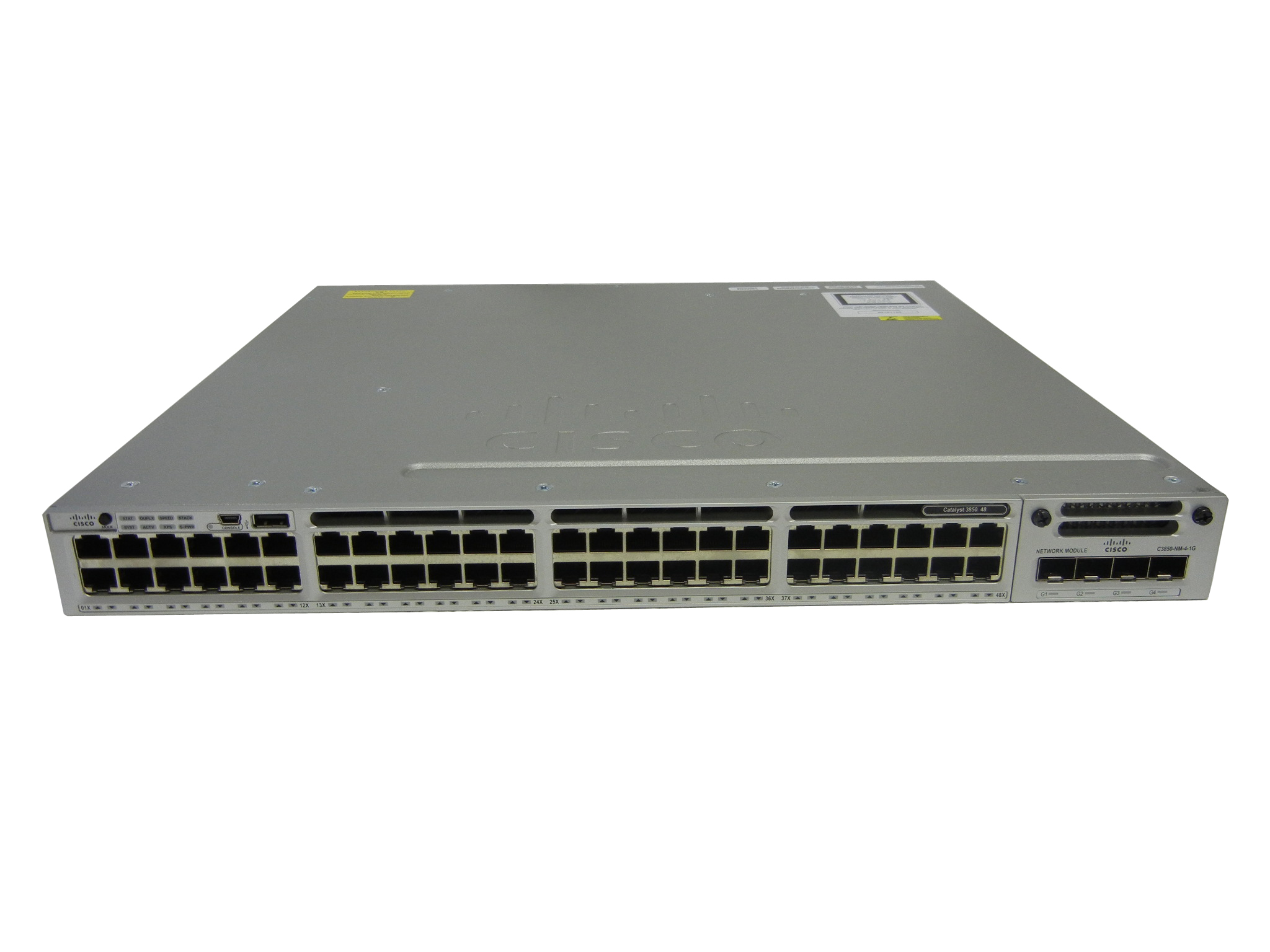 【中古】Cisco  Catalyst 3850-48T-E　（WS-C3850-48T-E） C3850-NM-4-1Gモジュール付き 電源二重仕様