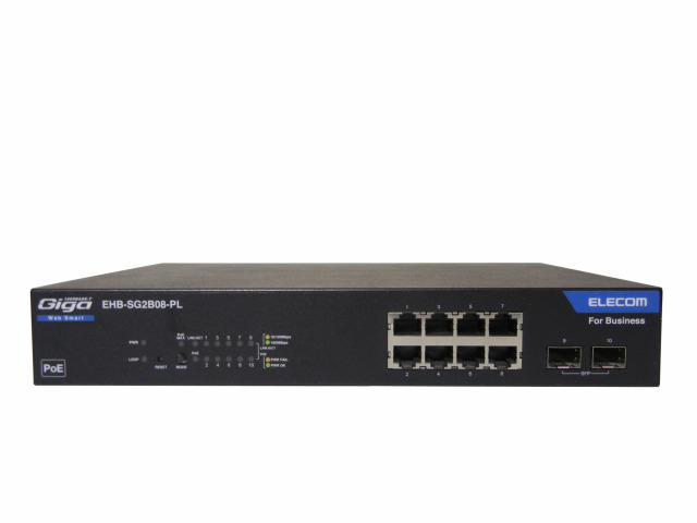 中古】ELECOM EHB-SG2B08-PL レイヤー2 PoE Webスマートギガスイッチ