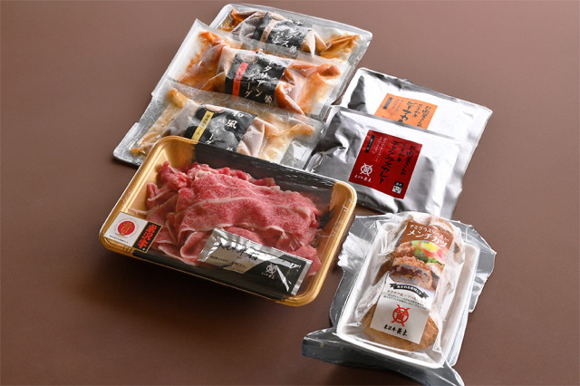 7品詰合せ「黄木の福箱」　お肉と簡単調理品の詰合せ　簡易箱入　冷凍　送料込