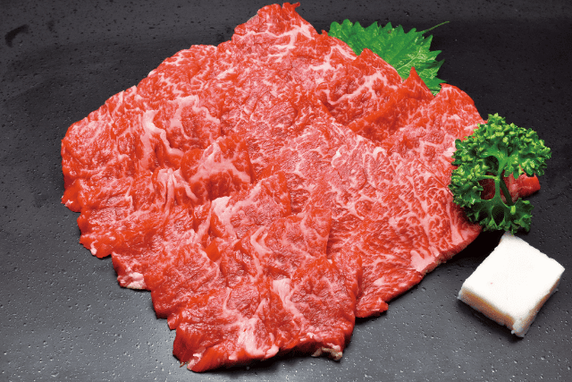 和牛である米沢牛の専門店、黄木の焼肉用精肉。焼肉用カルビ