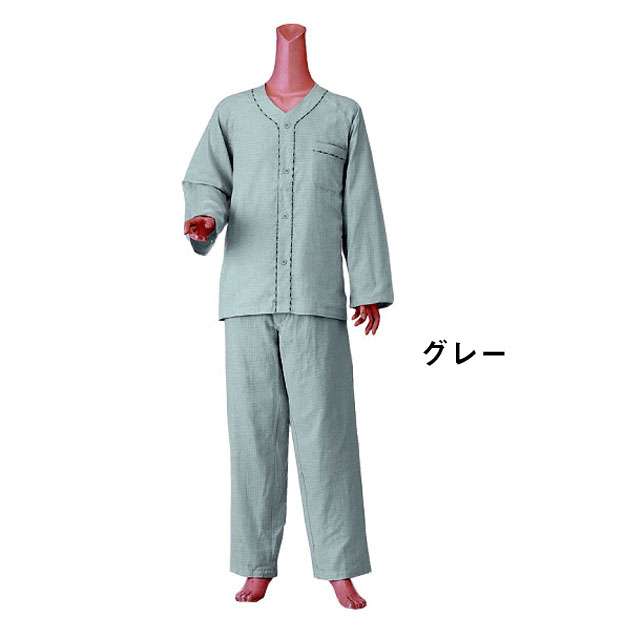 楽らくガーゼパジャマ　長袖　紳士No.801【介護用品：ねまき】