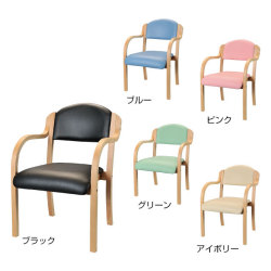 施設用椅子　木製チェア　2脚セット　肘付タイプ　IKD-011