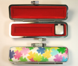 きれいなちりめん柄印鑑ケース【四葉のクローバー】10.5・12ミリ丸用