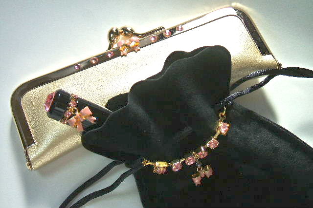 スワロフスキー銀行印・リボン　ポーチ付セット　送料無料！