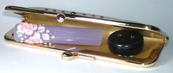 ＜出産祝い・結婚祝い・卒業・入学祝いに！＞こだわりスワロ仕様のネイルアート銀行印・Rose Violet（ローズ・バイオレット）